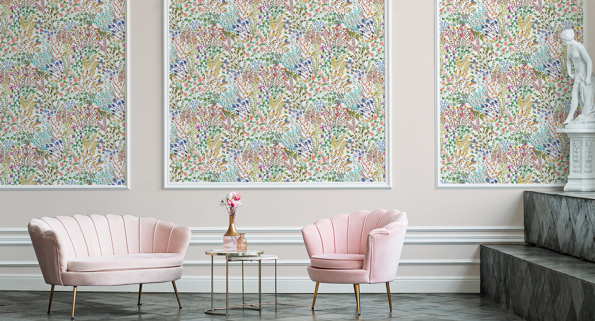 Панно Loymina A La Prima Flower Story PM1 001 3×1 фото в интерьере